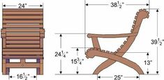 a wooden chair is shown with measurements for the seat and back side, as well as an