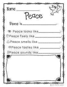 a printable book with the words peace on it