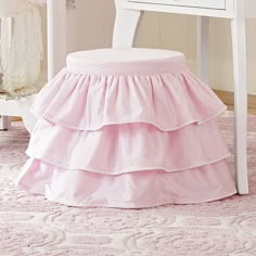 With sweet pink ruffles, this elegant vanity stool adds a whimsical feel to their space. KEY PRODUCT POINTS Upholstered Stool Base is made of upholstered plywood. Ruffled Stool Cushion Cover is made of 100% cotton with polyester fill. Stool and cushion cover are sold separately. All Pottery Barn Kids juvenile products are tested at 3rd party CPSC accredited labs to meet or exceed all industry voluntarily and regulatory safety requirements. Imported. Elegant Vanity, Stool Cushion, Upholstered Stool, Vanity Stool, Big Girl Rooms, Pink Ruffle, Baby Furniture, Fashion Story, My New Room