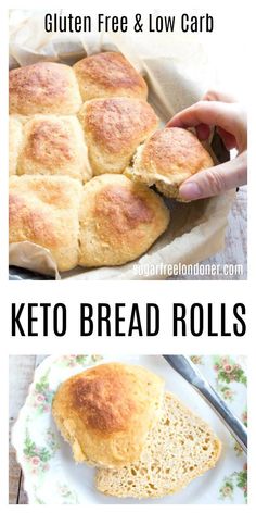 two pictures showing how to make gluten free and low carb keto bread rolls