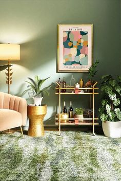 a living room filled with furniture and plants