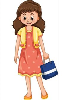 a girl holding a shopping bag on a white background