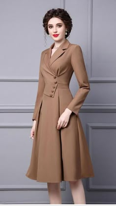 Modern Formal Dress, Classy Dress Outfits, Fashion Design Clothes, Brown Dress, Stylish Dresses