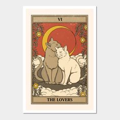 the lovers tarot card with two cats