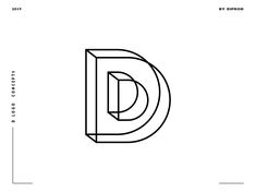 the letter d is shown in black and white, with an outline for it to be used