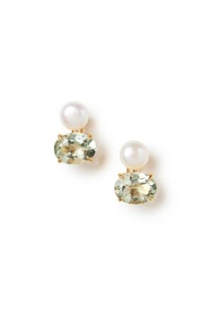 Color_Pearl/Green Green Pearls, Oval Stone, Jewelry Inspo, Citrine, Color Pop, Jewelry Collection, Pearl Earrings, Dream Wedding, Stone