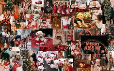 a collage of photos with people and dogs dressed up in christmas outfits, including teddy bears