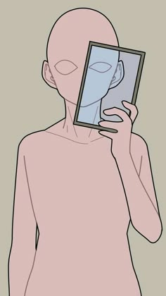 a person holding up a mirror to their face