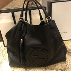 Gucci Soho Large Black Pebbled Leather Shoulder Bag. Gently Used. Comes With Original Box And Dust Bag. Price Is Firm. Condition Is Like New Designer Gucci Shoulder Bag In Soft Leather, Designer Gucci Soft Leather Shoulder Bag, Chic Gucci Textured Leather Shoulder Bag, Gucci Leather-lined Shoulder Bag For Shopping, Gucci Shoulder Bag With Leather Lining For Shopping, Gucci Leather Lined Shoulder Bag For Shopping, Black Gucci Shoulder Bag For Shopping, Black Gucci Purse, Small Canvas Bags