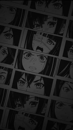 the faces of anime characters are shown in black and white