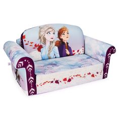 the children's sofa has an image of two frozen princesses printed on it