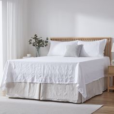 PRICES MAY VARY. Material--Bed Skirt Drop: 100% LINEN fabric, Platform: 100% Cotton. Our linen material is imported form Belgian, Breathable and Durable. The linen bed skirt has been certified by OEKO-TEX STANDARD 100 for environmentally friendly, responsible and sustainable fabric production. Choosing Premium and High-Quality fabric can help you prolong the bedding’s service life.Save your money.Save your effort. Various Colors and Sizes--Linen, White, Grey colors are all available. There are 3 White Linen Bed, Belgian Linen Bedding, King Size Bed Skirt, Linen Bed Skirt, Elegant Bed, White Linen Bedding, Linen Bed, Elegant Bedding, Organic Bedding