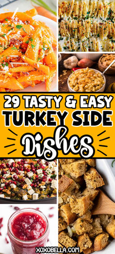 A collage of turkey side dish recipes. Salad For Turkey Dinner, Side Dish For Turkey Dinner, Turkey Dinner Recipes Side Dishes, Best Turkey Side Dishes, Thanks Giving Side Dishes Ideas, Ways To Cook Turkey Thanksgiving, Turkey Leg Dinner Sides, Turkey Dinner Sides Dishes, Christmas Turkey Dinner Menu Ideas