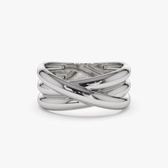 14k Solid Gold Multi-strand Crossover Ring – FERKOS FJ Luxury Jewelry With Modern Twist Open Band, Luxury Wide Band Ring With Modern Twist, Crossover Ring, Local Jewelry, White Gold Band, Jewelry Inspo, Wide Bands, Gold Band, Multi Strand