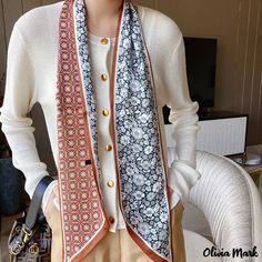 Olivia Mark - Spring and summer new ribbon 13 * 145cm simulation silk sharp angle long strip of silk scarf decorative tied bags tied neck big ribbon Small Neck Scarf, Silk Scarf Tying, Small Neck Scarves, Small Scarf, Scarf Fashion, Handbag Handles, Scarf Silk, Details Pictures, Belt Style