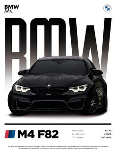 the bmw m4 f82 is shown in this ad for bmw motor group