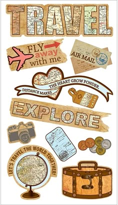 an image of travel stickers