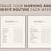 there is a sheet of paper with the words track your morning and night routine each week