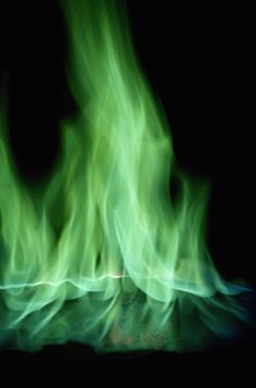 This is a list of 10 chemicals that produce green flames. Learn what chemicals to use and how to make sure the green color isn't ruined by other compounds. Green Fire, Green Aesthetic, Deep Green, Fireworks