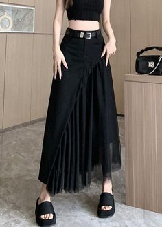 Tulle Dress Long, Skirt Summer, Embroidered Skirt, Black High Waist, Summer Fabrics, Spring Dresses, Skirt Top