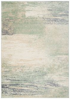 an area rug with various colors and patterns on it, including white, green, gray and