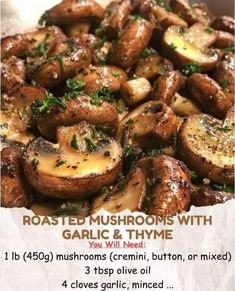 the recipe for roasted mushrooms with garlic and thyme