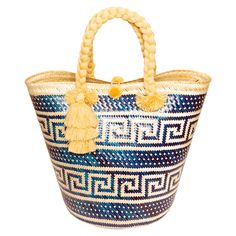 Mawisa bag is part of our San Jacinto Collection. This bag is beautifully handcrafted in San Jacinto Bolívar, Colombia, 120K from Cartagena. The artisans handcraft this colorful bag using Caña Flecha or Palm Straw to create the most perfect and eye-catching statement piece. It is the perfect bag for everyday use or for a special occasion. It will surely make a lasting impression. It is 100% handcrafted. SIZE CHART Blue Top Handle Straw Bag For Travel, Blue Top Handle Straw Bag For Everyday Use, Blue Top Handle Shoulder Bag For Vacation, Blue Handwoven Bag As A Gift, Blue Basket Bag For Vacation, Traditional Natural Shoulder Bag With Handles, Blue Shoulder Bag As A Gift, Blue Bucket Shoulder Bag For Market, Blue Basket Shoulder Bag For Everyday Use