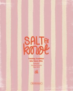 a pink and white striped book cover with the words salt & kooe on it