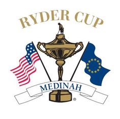 the ryder cup logo with flags and an american flag