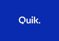 the quik logo on a blue background