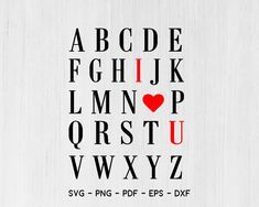 the letters and numbers are arranged to form an i love you font design on a white background