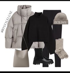 Coat Styling, Grey Puffer Coat, Shop The Outfit, Grey Puffer, Trendy Outfits Winter, Casual Outfit Inspiration, Everyday Fashion Outfits