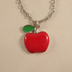 This Beautiful Hand Painted Enamel Red Apple Pendant Necklace Is Made Of Tibetan Silver. Brand New And Never Been Worn And Is Hypoallergenic. This Fine Quality Necklace Is Perfect And Comfortable For All Day Everyday Wear Or A Special Gift. Get An $18 Gift Of Your Choice In My Listings With Purchase Of Two Or More Items. Please Send Offers And Questions. Material: Silver Alloy, Enamel Chain: 20" With Lobster Clasp Charm: 23x20mm Or .90"X.78" Apple Clothes, Apple Jewelry, Apple Necklace, Fruit Necklace, Wedding Cross, Pearl Necklace Vintage, Turquoise Pendant Necklace, Long Chain Necklace, Square Pendant