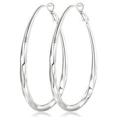 PRICES MAY VARY. Trendy Silver Hoop Earrings for Women: Elevate your style with these stunning mobius sterling silver hoop earrings. Crafted with precision and Crafted with precision and attention to detail, these silver hoop earrings are a perfect accessory to enhance any outfit. Unique design oval silver hoop earrings: The mobius design adds a unique twist to the classic sterling silver hoop earrings. The intertwining loops create a captivating visual effect that is both elegant and modern. Hi Big Gold Hoop Earrings, Real Gold Hoop Earrings, Large Silver Hoop Earrings, 14k Gold Hoop Earrings, Gold Earrings For Women, Earrings Hoops, Earrings Trendy, Hoops Earrings, Sterling Silver Hoop Earrings