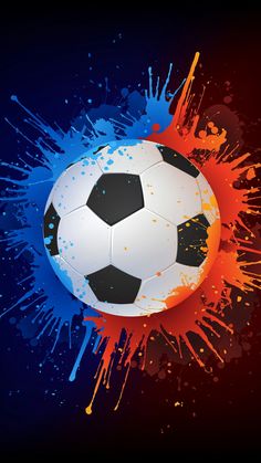 a soccer ball with paint splatters on it