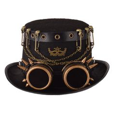 MAD HATTER STEAMPUNK TOP HAT - 58 CM Top Hats For Women, Mad Hatter Top Hat, Moda Steampunk, Steampunk Top, Mode Steampunk, Steampunk Couture, Victorian Accessories