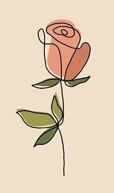 a drawing of a rose on a beige background