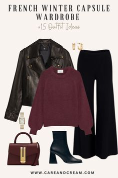 French Winter Capsule Wardrobe Essentials + 15 Outfit Ideas Black Columns, French Chic Outfits, French Girl Fashion, Elevated Wardrobe, Parisian Outfit