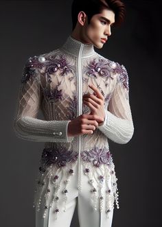 Made with AI @Copyright by អាណាចក្រសម្រស់ [[ Beauty Empire ]] 🇰🇭 Fairytale Outfits Men, Men Haute Couture, Clothing Design Ideas, Filipino Barong, Prince Clothing, High Fashion Hair, Fashion Models Men, Book Dress