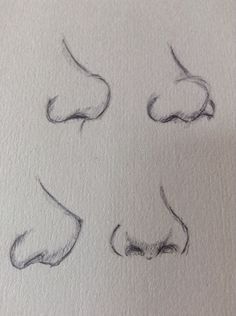 four different stages of drawing the nose