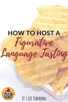 a white plate filled with potato chips and text overlay reads how to host a five - figure language tasting