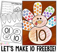 a turkey craft with the words let's make 10 freebie