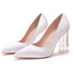 Details: Style: elegant Embellishment: Satin Heels Type:?Stiletto Heel height:?2.56inch/3.74inch Closure Type: slip on Toe: Pointed Toe Upper Material: Microfiber Leather Sole Material:?Rubber Lining Material:?PU Leather White Summer Court Shoes With Padded Heel, White Court Shoes With Padded Heel For Summer, White Closed Toe Court Shoes For Party, Clear Pointed Toe Heels For Formal Occasions, Formal Clear Pointed Toe Heels, White Heels With Sculpted Heel For Events, White Sculpted Heel Cocktail Heels, White 4-inch Heels For Cocktail, Clear High Heel Shoes For Prom