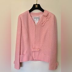 Nwt Chanel Coco Size 36 Heart Rose/Pink Tweed Jacket. Made In France 60% Cotton 26% Rayon 14% Wool Lining: 95% Silk 5% Spandex Traditional Chanel Chain Along Jacket Hem. Chanel Hangar Included **Please Please Please!! Check Out Tape Measurements In Photos, To Be Sure Of Fit ** Return Shipping Is Expensive!!! Designer Pink Formal Outerwear, Designer Formal Pink Outerwear, Designer Tailored Pink Blazer, Designer Long Sleeve Pink Blazer, Pink Fitted Tweed Jacket For Formal Occasions, Fitted Pink Tweed Jacket For Formal Occasions, Luxury Pink Wool Outerwear, Pink Long Sleeve Wool Blazer, Tailored Pink Wool Blazer