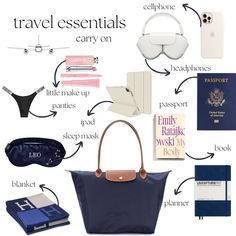 Airport Chic, Everyday Bag Essentials, Backpack Essentials, Longchamp Bag, Airplane Essentials