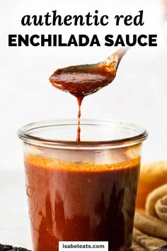 homemade authentic red enchilada sauce in a jar