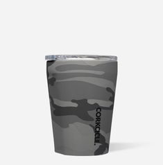 the camo tumbler cup is shown in grey