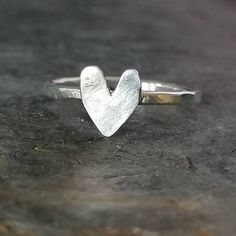 Silversmithing Jewelry, Open Heart Ring, Silver Star Earrings, Handmade Silver Jewellery, Handmade Silver Ring, Silver Heart Ring, Ring Heart, Hammered Band, Silver Necklace Statement