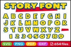 the story font with numbers and letters for children's learning to learn how to read