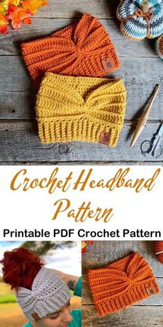 the crochet headband pattern is shown with text overlay